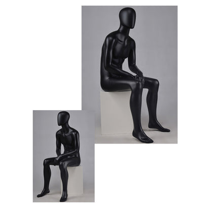 DE-LIANG Matte Black Male Full Body Mannequin Set,Realistic Fiberglass Dress Form Display Model for Clothing Stores, Fashion Boutiques & Window Displays