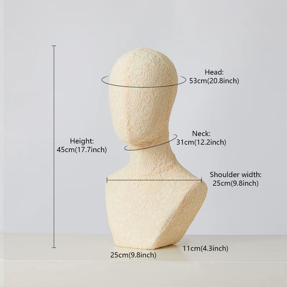 DE-LIANG Pinnable Lace Mannequin Head Display Stand for Hats Wigs Scarves & Jewelry
