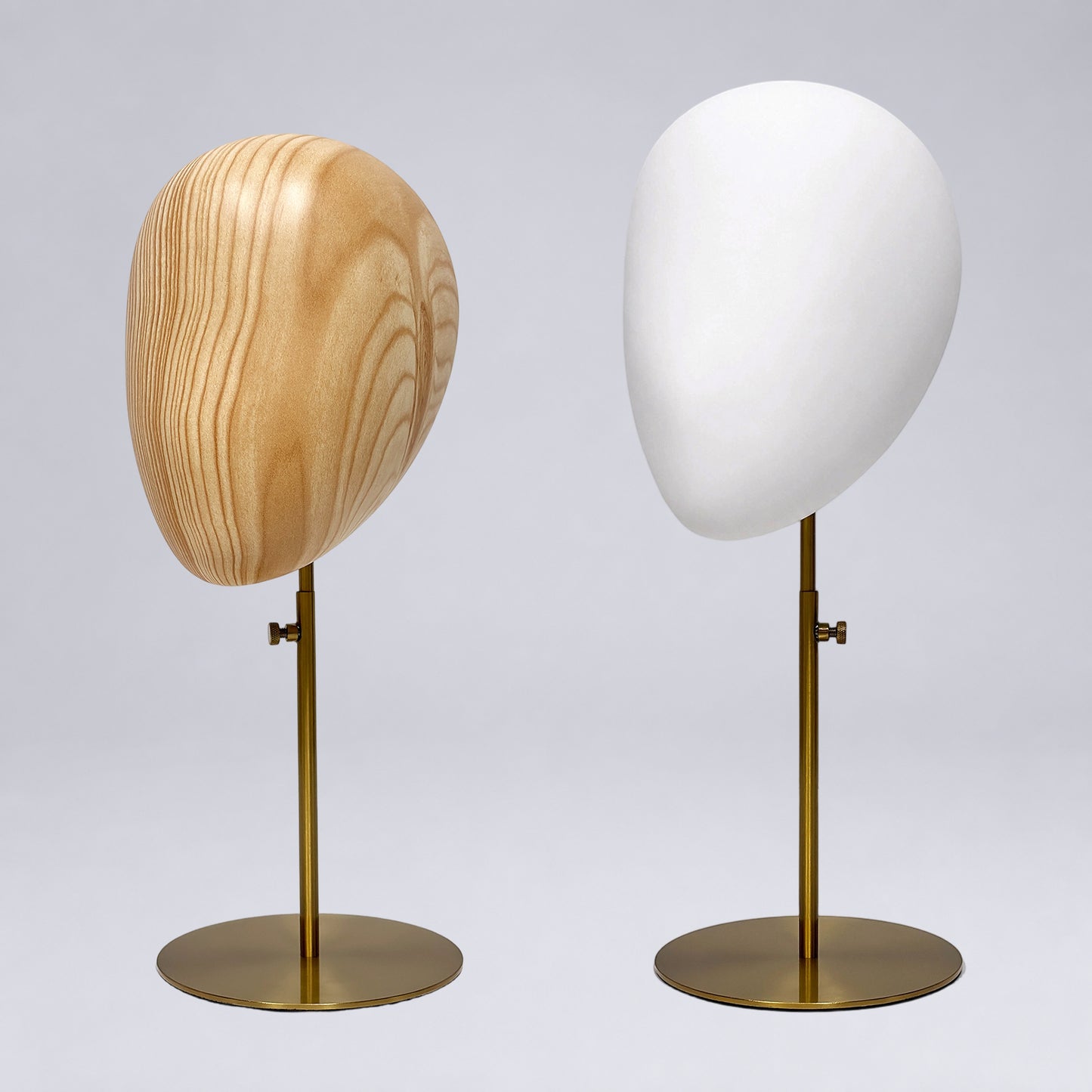 DE-LIANG Fiberglass Mannequin Head Stand for Hats & Wigs | Wood Grain & White