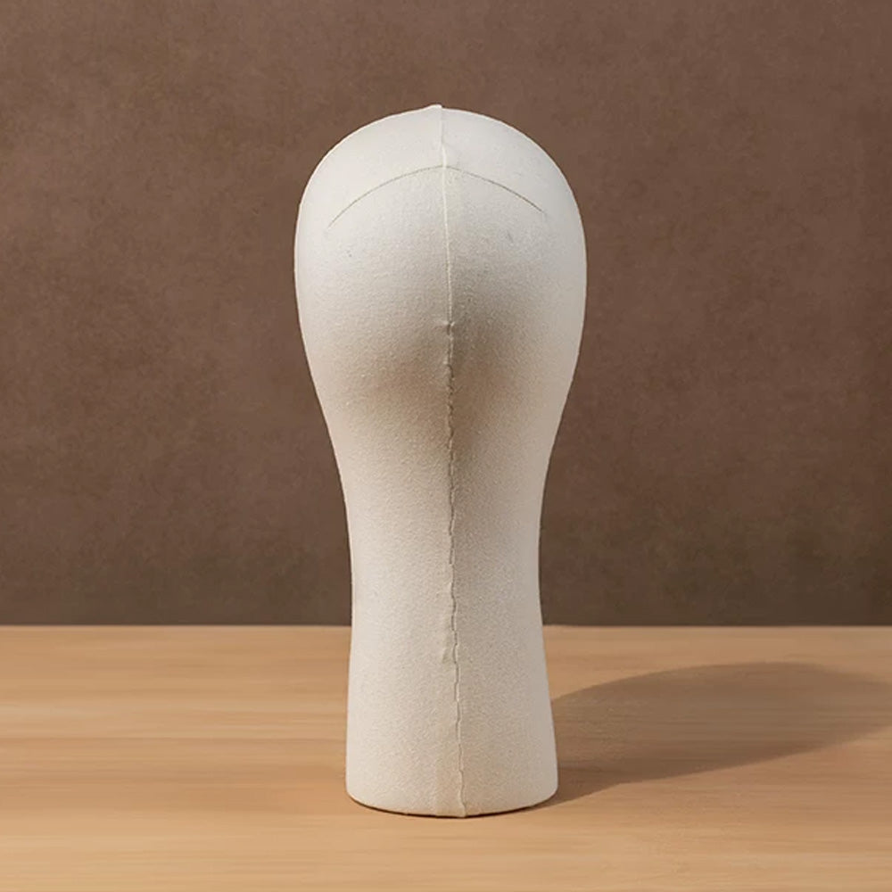 DE-LIANG Linen Mannequin Head Stand for Wigs Hats Scarves Display with Adjustable Base