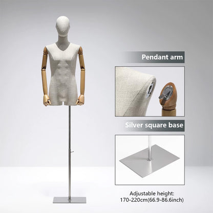 DE-LIANG Male Mannequin Slub Linen Muscle Torso | Menswear Window Display Stand