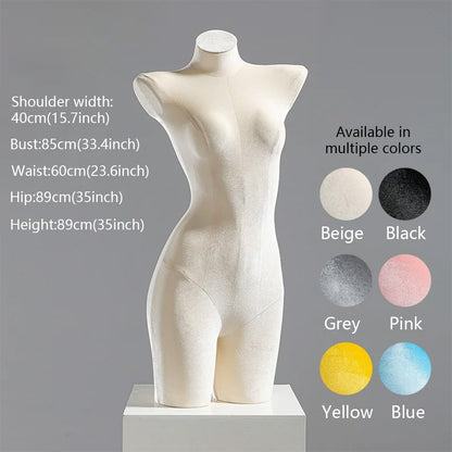 DE-LIANG Velvet Female Mannequin Torso | Lingerie Bra Underwear Display Form