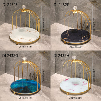 DE-LIANG Creative Metal Birdcage Storage Display Rack—Multifunctional Storage Cabinet Storage Rack For Room—Marbel Gadgets Compartment DE-LIANG