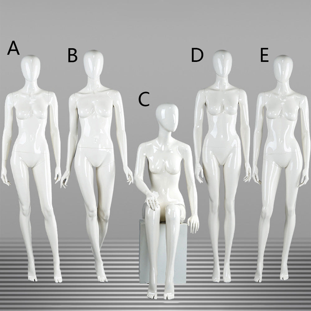 DE-LIANG Female Full Body Mannequins,Glossy White Fiberglass Realistic Dress Form