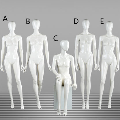 DE-LIANG Female Full Body Mannequins,Glossy White Fiberglass Realistic Dress Form