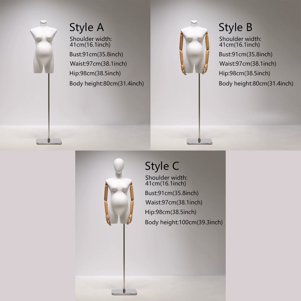 Female maternity dress form with baby bump