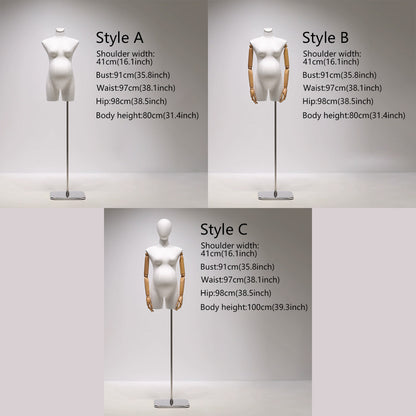 Female maternity dress form with baby bump