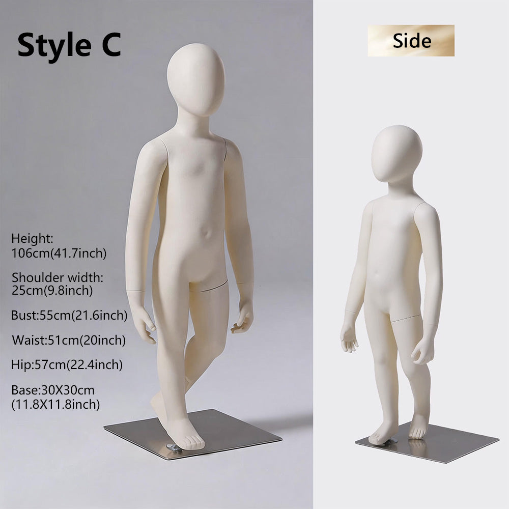 DE-LIANG Kids Full Body Mannequin Ages 4-14 | 6 Sizes Children Clothing Display Form