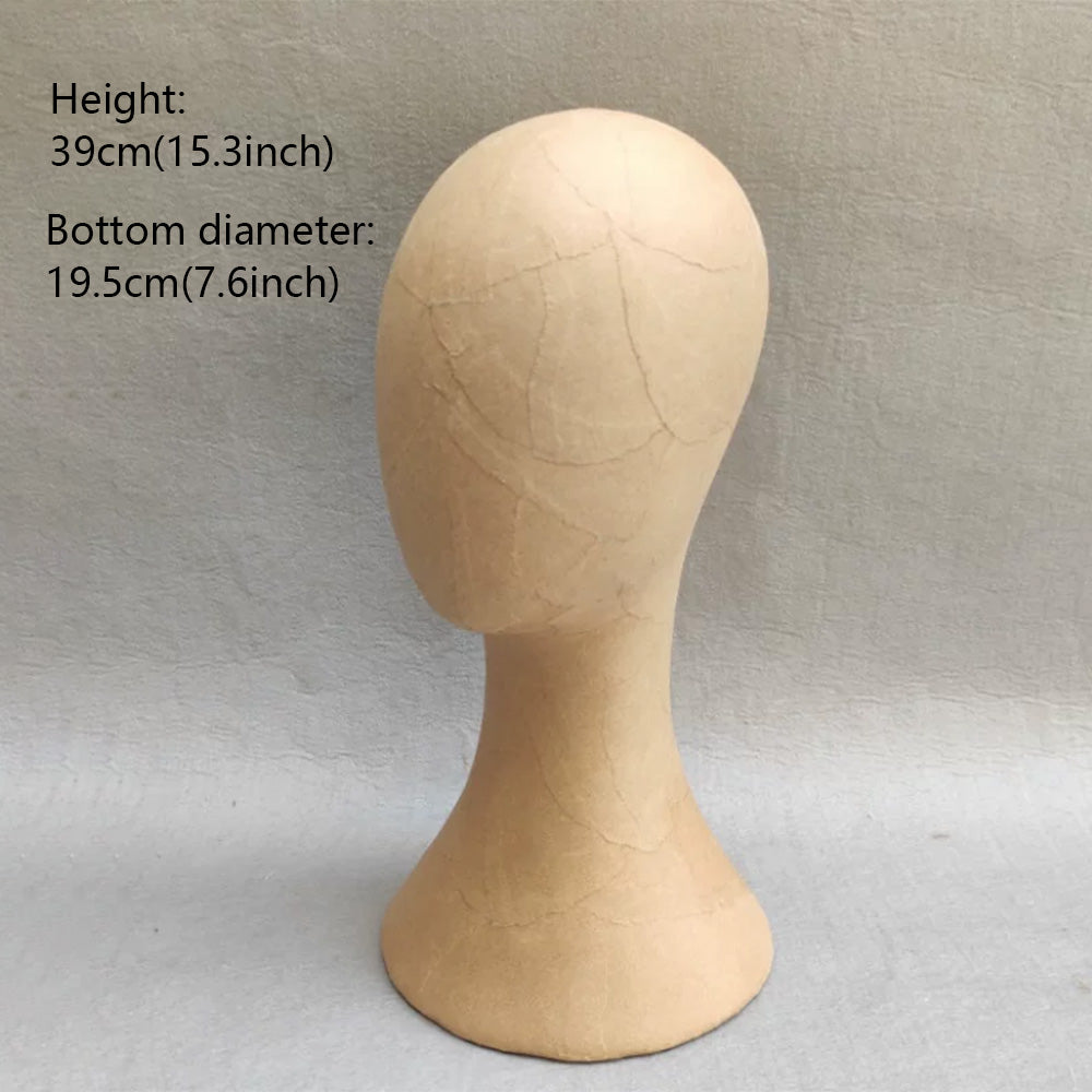 DE-LIANG Handcrafted Kraft Paper & Linen Mannequin Head, Pin-Insert Wig & Hat Display