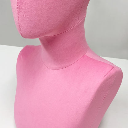 DE-LIANG Suede Mannequin Head Torso Display Stand,Soft Pinnable Foam Wig Head for Hats, Wigs, Jewelry,Accessories | Boutique Window Display Prop | Black / Pink
