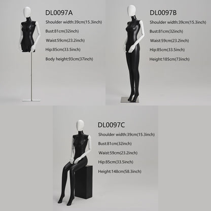 Black Fiberglass Female Full Body Mannequin,Torso Mannequin,Woman stand Display Model Dummy Form Torso With White Wood Arms,Boutique Display DE-LIANG