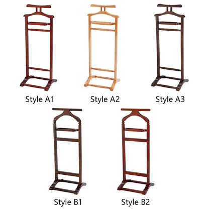 solid wood suit valet stand front view