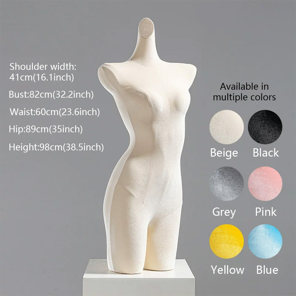 DE-LIANG Velvet Female Mannequin Torso | Lingerie Bra Underwear Display Form