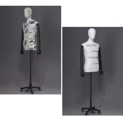 DE-LIANG Men Half Body Mannequin Torso,Fabric Display Dress Form For Clothing Store Display,Maniquin Body Dummy Prop,Adult Male Model with Wooden Base