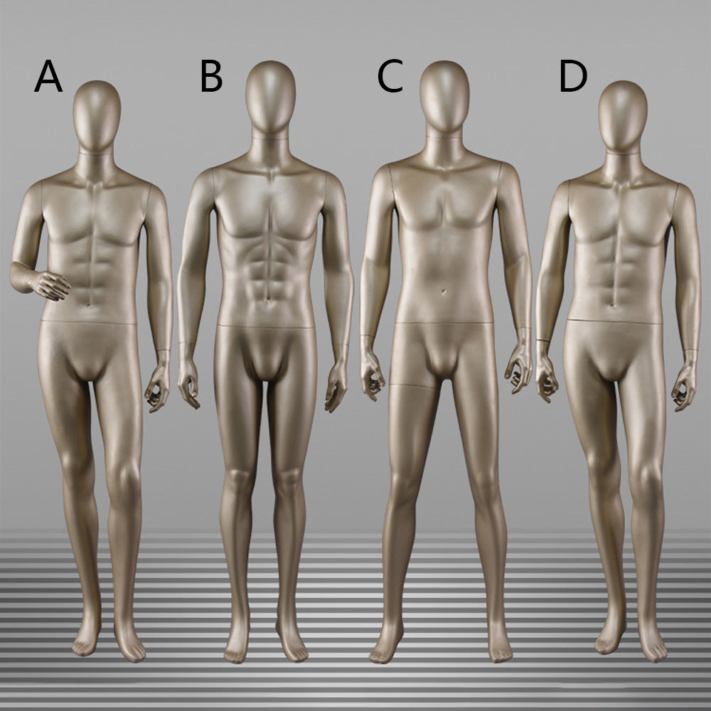 DE-LIANG Male Full Body Mannequin,Metallic Gold Realistic Fiberglass Display Model for Clothing, Suits & Window Showcase,Adjustable Standing Mannequin for Fashion Stores & Exhibitions