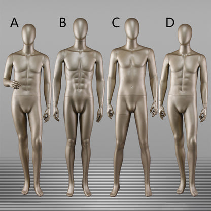 DE-LIANG Male Full Body Mannequin,Metallic Gold Realistic Fiberglass Display Model for Clothing, Suits & Window Showcase,Adjustable Standing Mannequin for Fashion Stores & Exhibitions