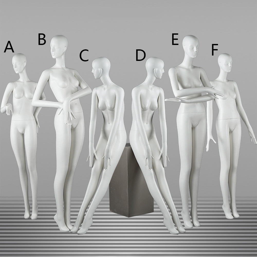DE-LIANG Female Full Body Mannequins,Matte White Fiberglass Realistic Dress Form Display | Elegant Standing & Sitting Window Display Model for Clothing Stores, Boutiques