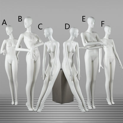 DE-LIANG Female Full Body Mannequins,Matte White Fiberglass Realistic Dress Form Display | Elegant Standing & Sitting Window Display Model for Clothing Stores, Boutiques