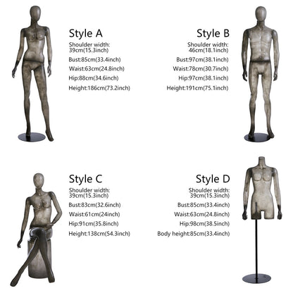 DE-LIANG Maniquí de cuerpo entero de lujo para mujer y hombre, torso transparente con cabeza, modelo de exhibición de ropa para escaparates y tiendas.