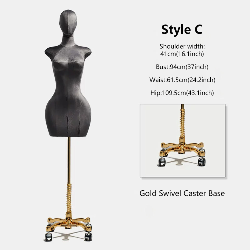 DE-LIANG Curvy Velvet-Wrapped Female Mannequin Half Body for Boutique & Store Display