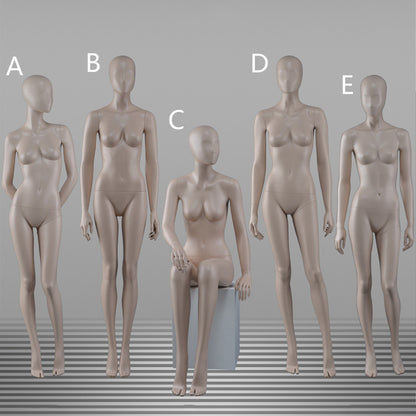 DE-LIANG Female Mannequin Full Body Display,Professional Dress Form for Clothing Store Window Display,Beige Gray Finish Retail Mannequins Torso