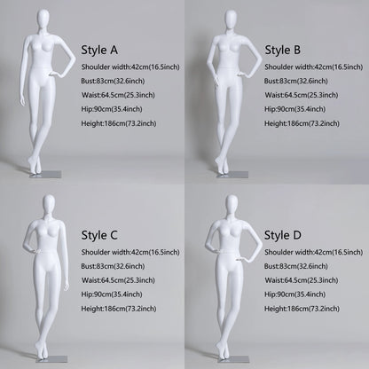 DE-LIANG Luxury Female Full Body Mannequins Stand,Matte White Realistic Fiberglass Dress Form Display,Manikin Torso Stand for Retail Clothing,with base*1pcs DL0168