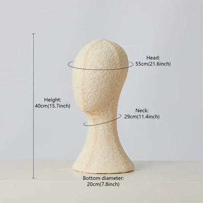 DE-LIANG Pinnable Lace Mannequin Head Display Stand for Hats Wigs Scarves & Jewelry
