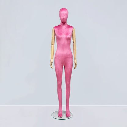 Luxury Matte Flannel Female Mannequin | Articulated Wooden Arms | DE-LIANG