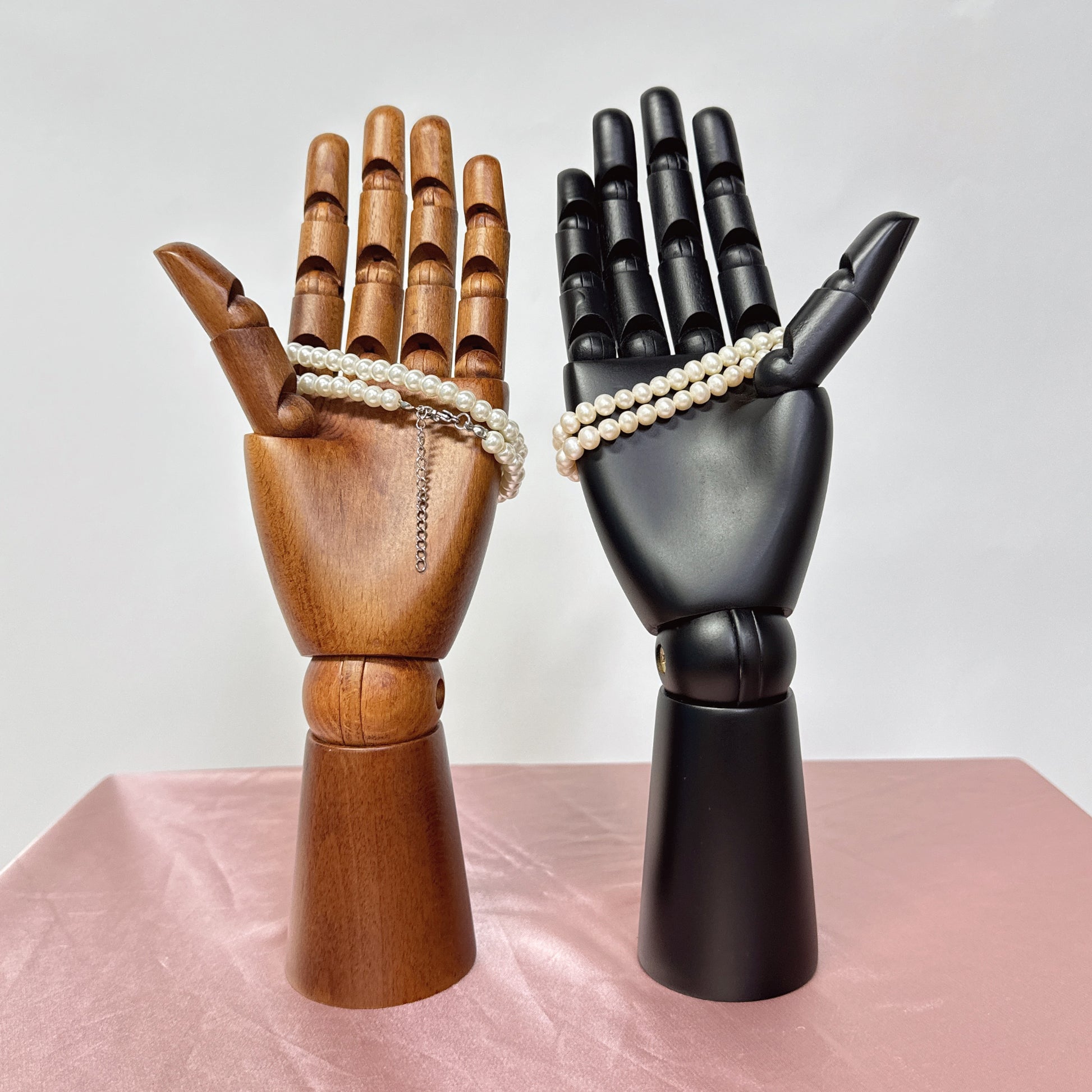 High Quality Matte Black Wooden Hand Mannequin Display, Female Wood Manikin Hand Dress Form Torso,Jewelry Display Flexiable Arm, 27/37/43cm DE-LIANG