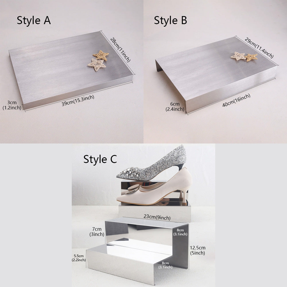 High-end Stainless Steel Silver Shelves,Clothing Store Bag Display Rack,Metal Shoe Bracket for Boutique Counter, Display Props Shelf