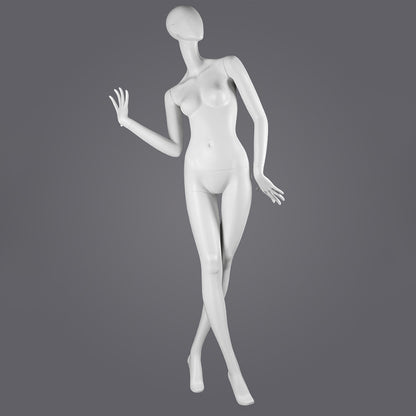 DE-LIANG Full Body Female Mannequin with Abstract Head,Realistic Fiberglass Display Model for Boutique & Clothing Store Window Display