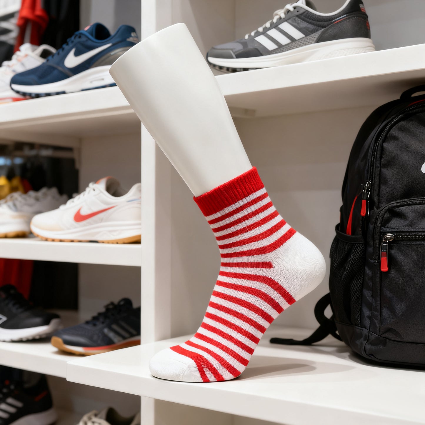 DE-LIANG Luxury Matte White Fiberglass Male Leg Mannequin & Foot Model Display Props for Ankle Brace