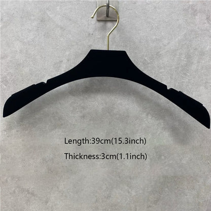 DE-LIANG Premium Black Velvet Non-Slip Clothes & Pants Hangers | Suits Dresses | Gold Hook