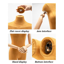 Load image into Gallery viewer, Female Half Body Mannequin, Clothing Display Model Body Stand,Suede Torso Dress Form,Wooden Arms and Base for Clothing/Dress Store Display,
