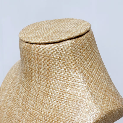 DE-LIANG Woven Rattan Necklace Bust & Hat Display Stand – For Jewelry and Hat Display