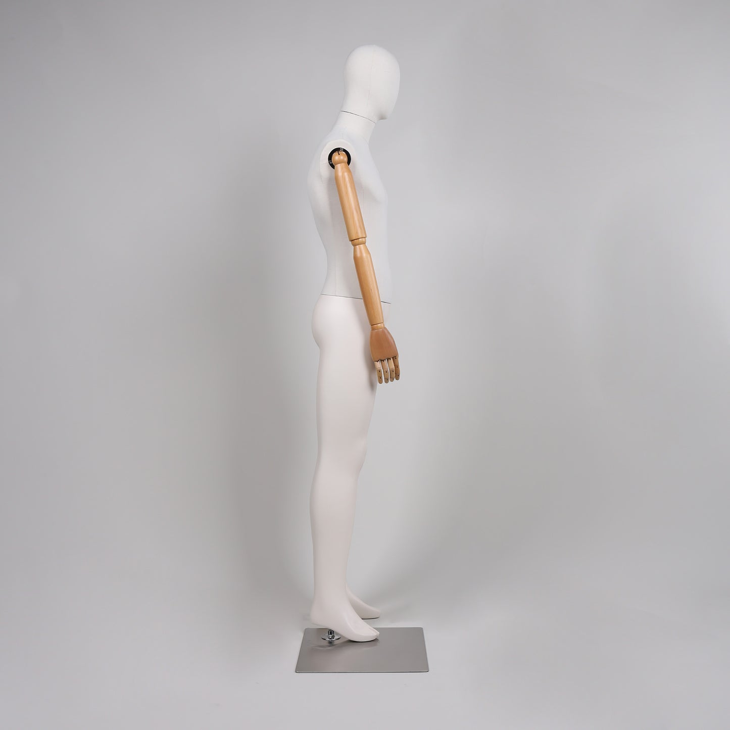 Clothing Store Female/Male Full Body Display Mannequin,Upper Bust Wrapping Linen Bottom Painting Leg Clothing Dress Form with Wooden Arms