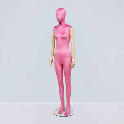 Luxury Matte Flannel Female Mannequin | Articulated Wooden Arms | DE-LIANG