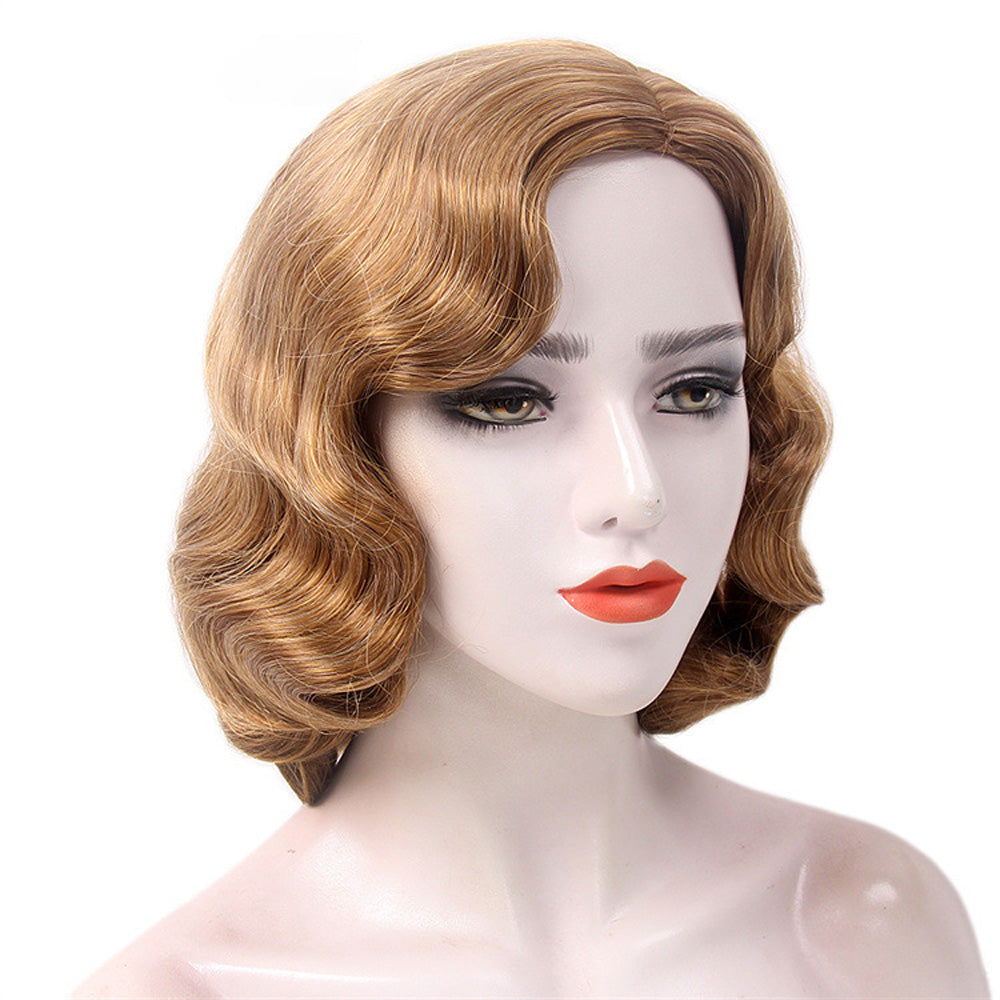 Custom Wig, Female Curly Synthetic Wig With Bangs,Handmade Short Curly Hair,Hair for Window Manikin Head Decorate,Retro Wigs, Cosplay Wig DL2392