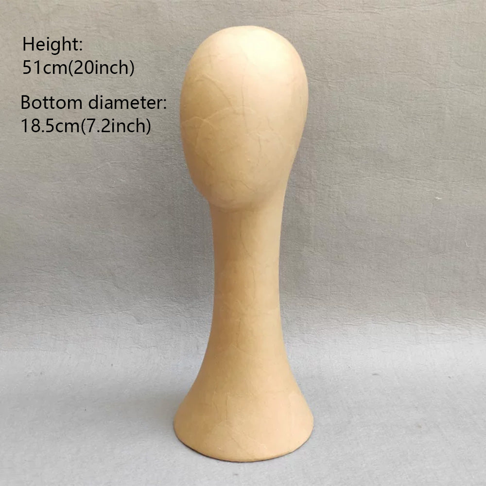 DE-LIANG Handcrafted Kraft Paper & Linen Mannequin Head, Pin-Insert Wig & Hat Display