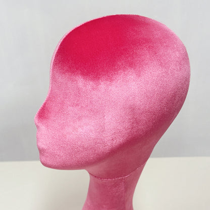 DE-LIANG Elegant Long Neck Velvet Female Mannequin Head, Rose Red/Light Pink Display Head for Wig Shops Jewelry Stores Boutiques Photography*1pcs