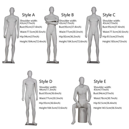 DE-LIANG model props, full body Male mannequin display dummy, Clothing store gray men's clothing business model display stand full body suit lower body trousers model dummy model window DL0009 DE-LIANG