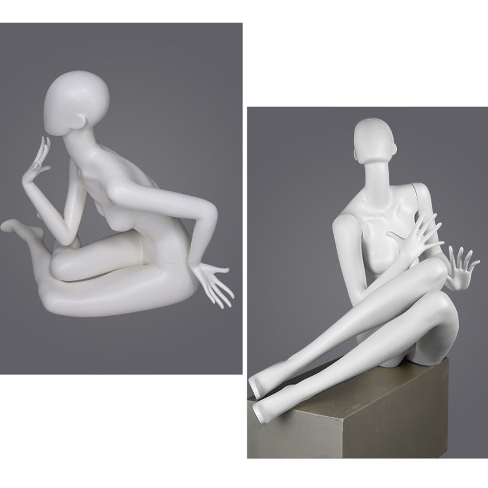 DE-LIANG Full Body Female Mannequin with Abstract Head,Realistic Fiberglass Display Model for Boutique & Clothing Store Window Display