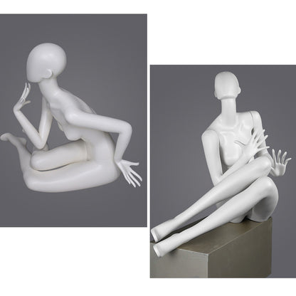 DE-LIANG Full Body Female Mannequin with Abstract Head,Realistic Fiberglass Display Model for Boutique & Clothing Store Window Display