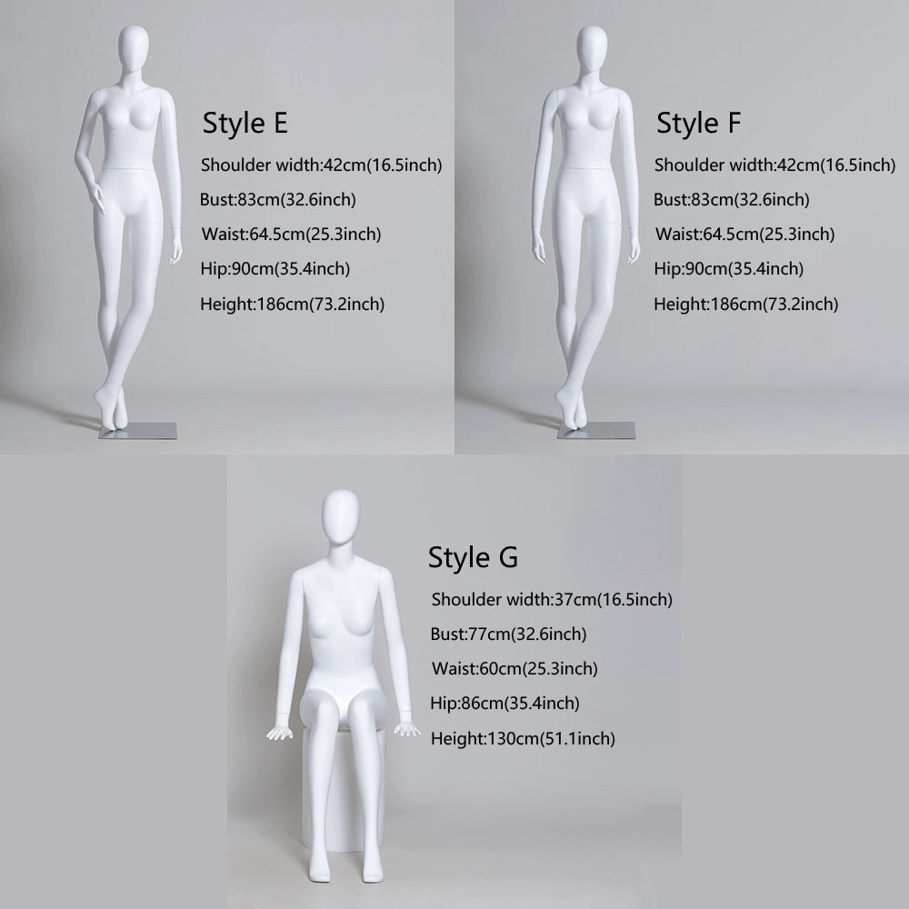 DE-LIANG Luxury Female Full Body Mannequins Stand,Matte White Realistic Fiberglass Dress Form Display,Manikin Torso Stand for Retail Clothing,with base*1pcs DL0168