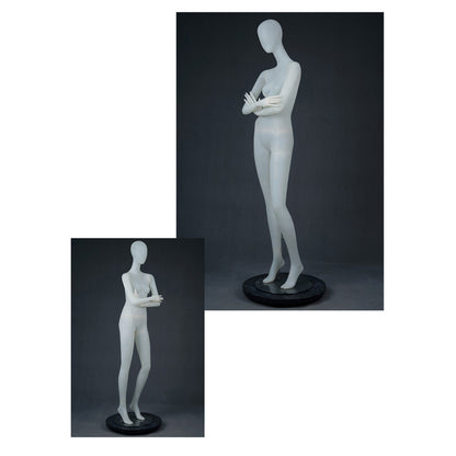 DE-LIANG Frosted Translucent Female Full Body Mannequins – Minimalist Abstract Window Display Model, Boutique Clothing Store Fashion Dress Form