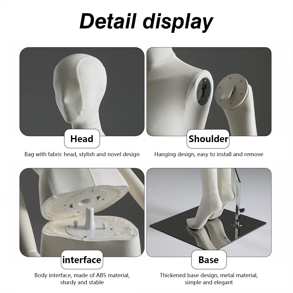 Sculpted Fabric Female Mannequin with Wooden Arms
