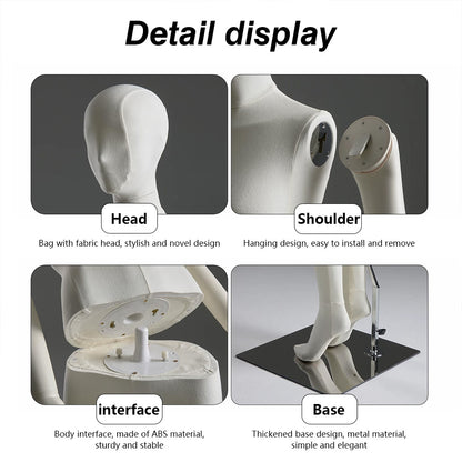 Sculpted Fabric Female Mannequin with Wooden Arms