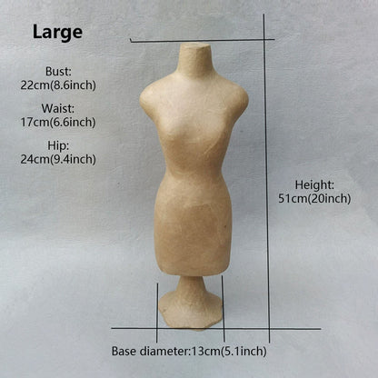 DE-LIANG Kraft Paper Mannequin Head & Dress Form for Garment Sample Display & Hat Wig