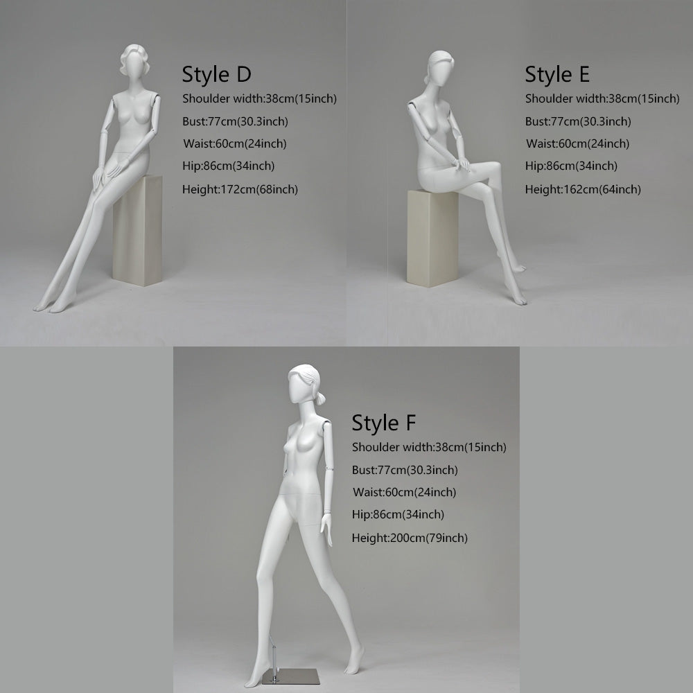 Female Full Body Mannequin, Luxury Sitting/Standing Model with Matt White Wig, Ideal for Boutique Window Displays, Fashion Gift De-Liang Dress Forms