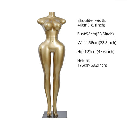 Professional Chrome Plated Female Mannequin - Full Body Dress Form Display Stand for Retail & Boutique
